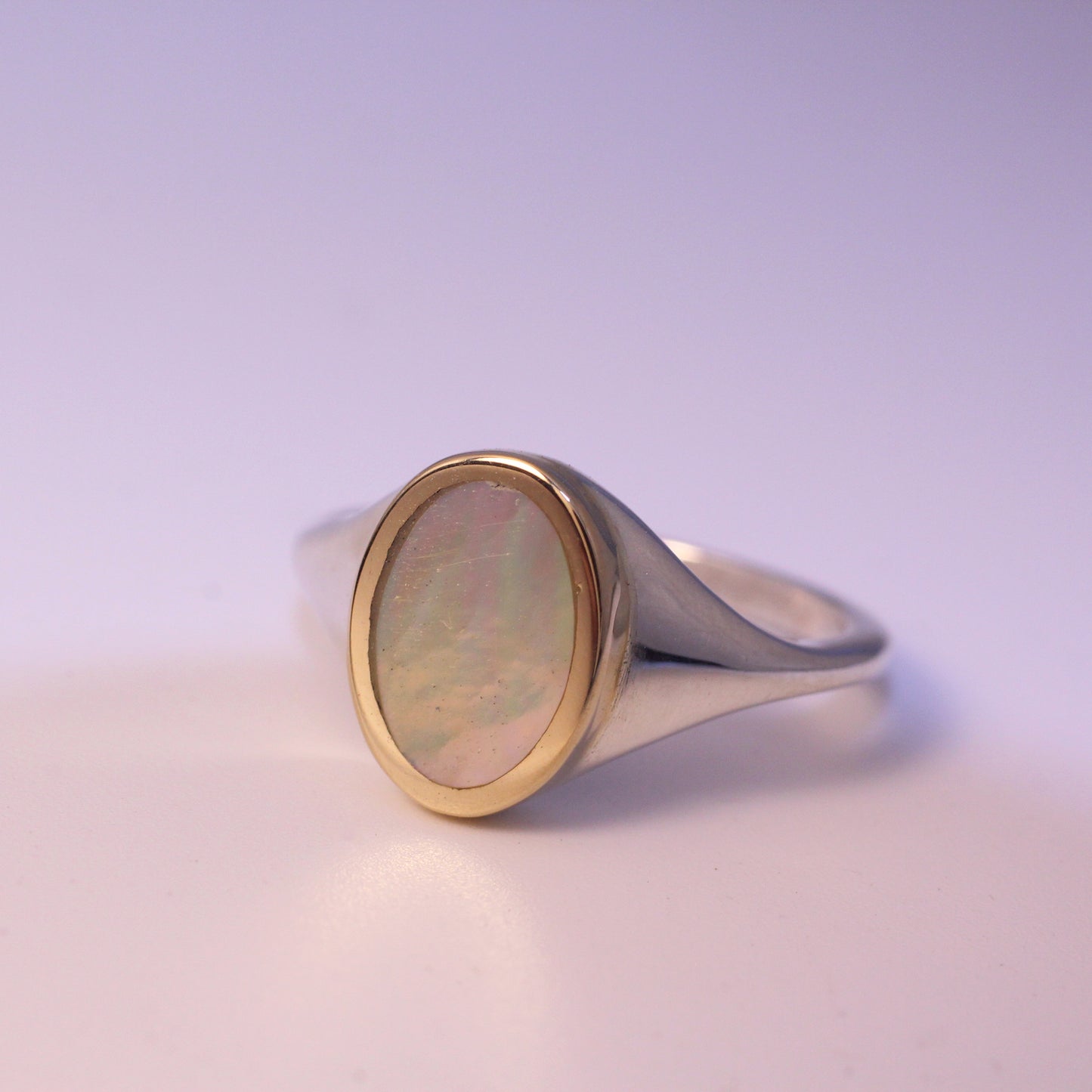 Mother of Pearl Mirror Ring Size 6.25