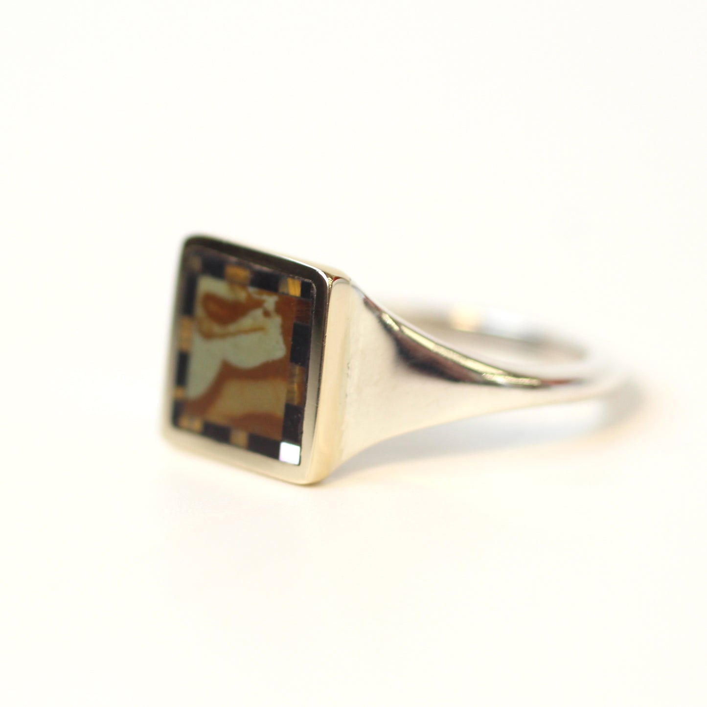 Picture Jasper Intarsia Block Ring Size 9