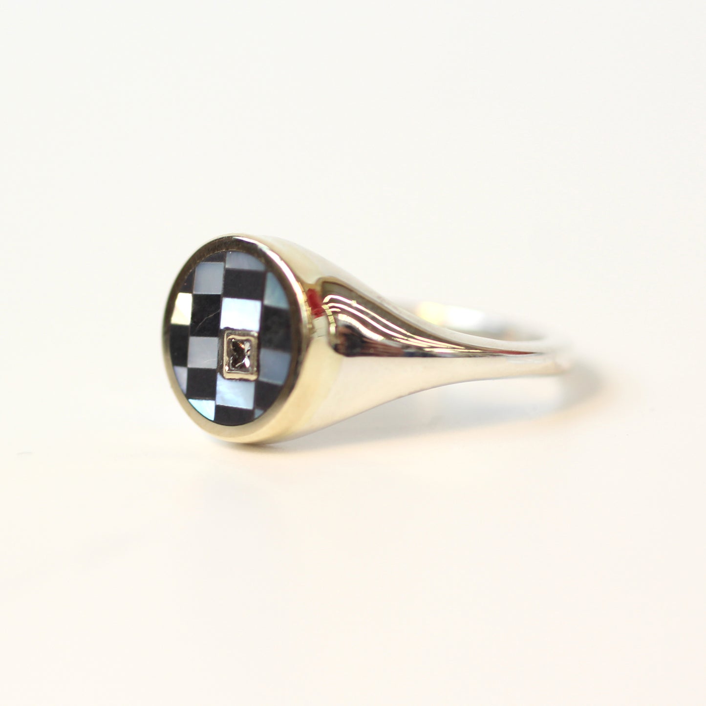 Checker Orb Signet w Diamond Size 6.75