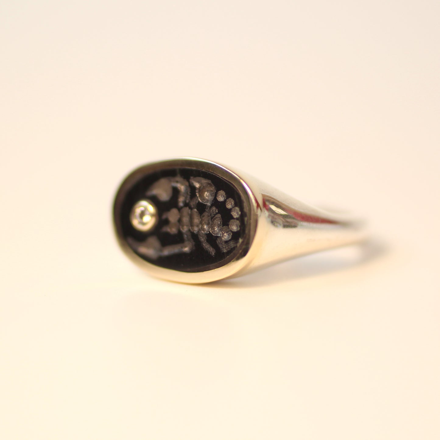 Black Jade Intaglio Scorpio Ring Size 7.25