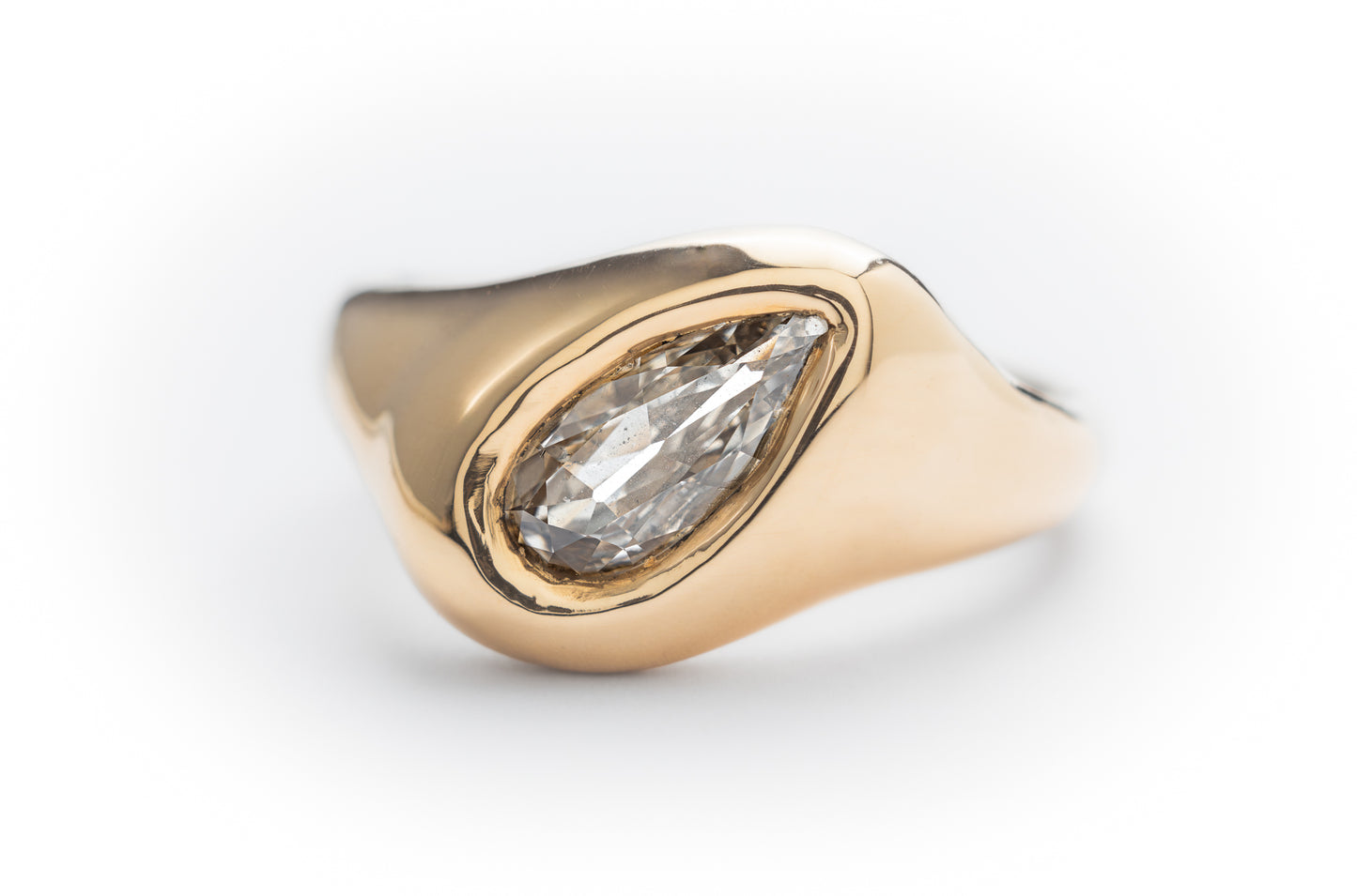 Pear Diamond Lump Ring Size 8