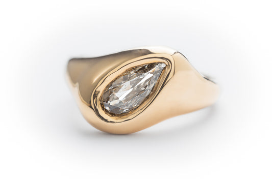 Pear Diamond Lump Ring Size 8