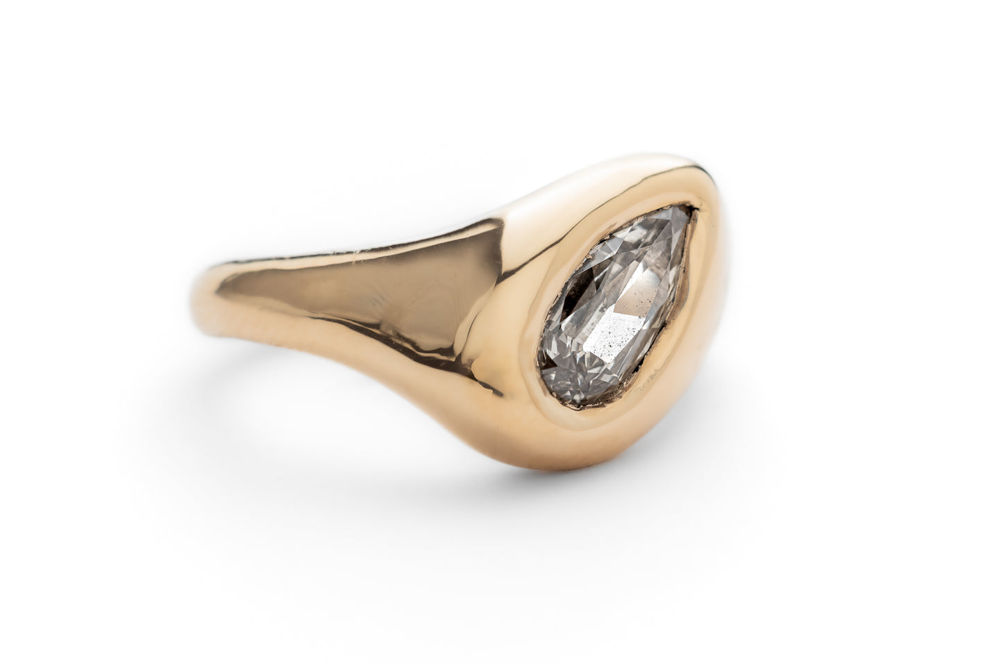 Pear Diamond Lump Ring Size 8