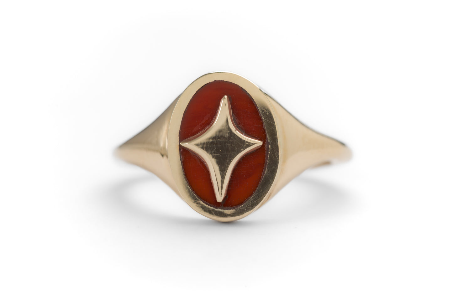 14k Coral Beam Ring Size 7.25