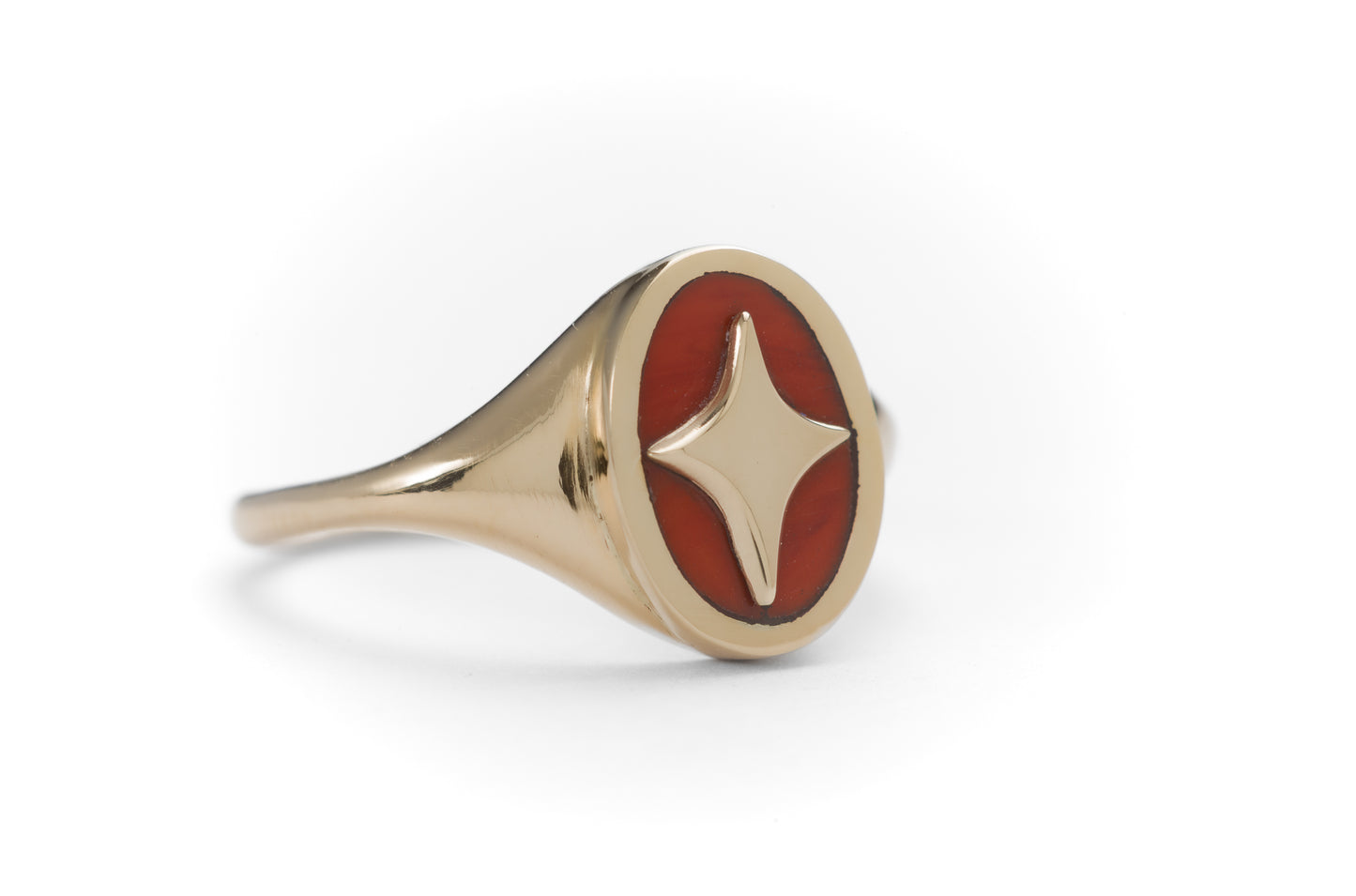 14k Coral Beam Ring Size 7.25