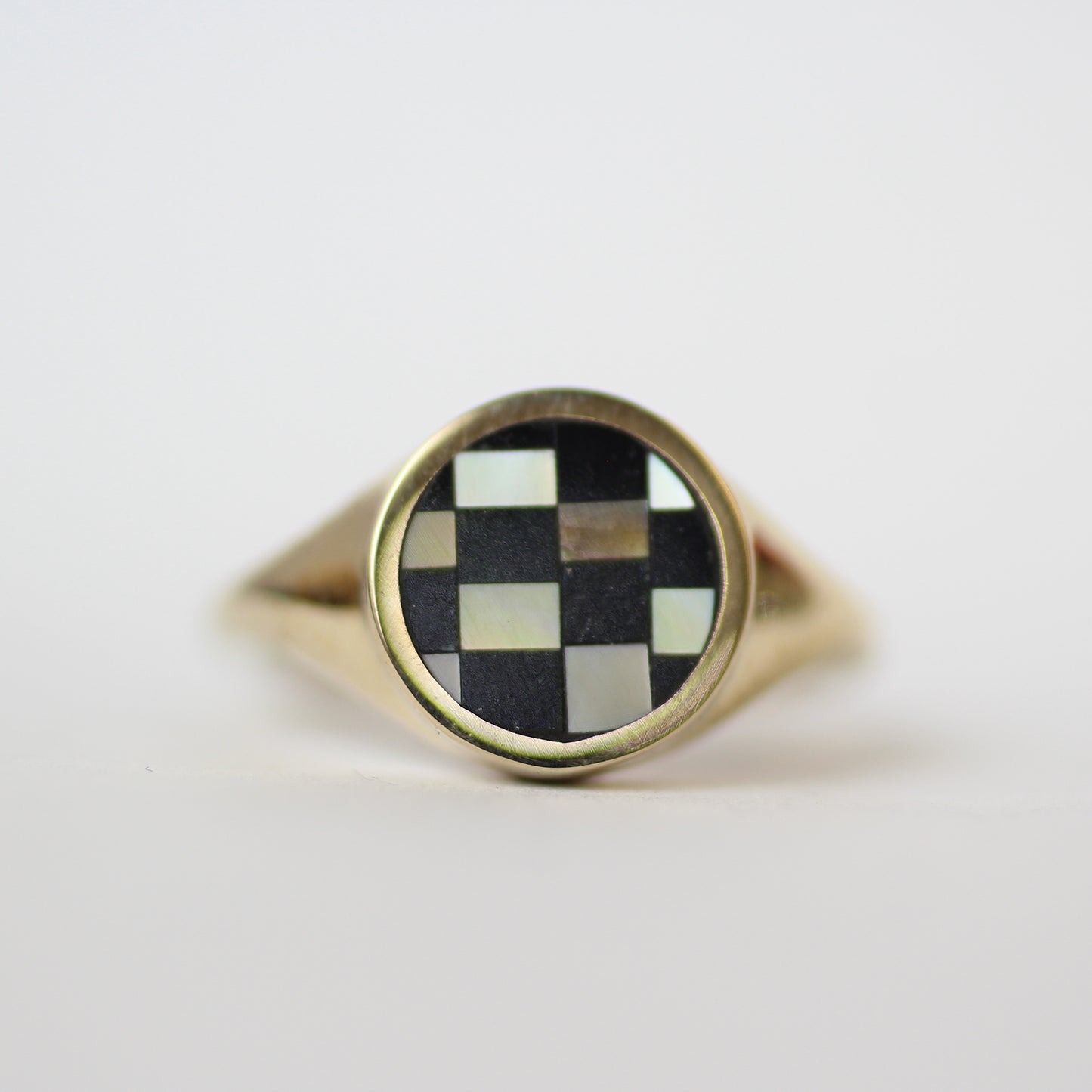 Solid 14k Checker Orb Ring Size 6.5