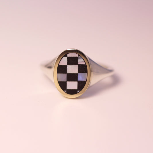 Checker Mirror Ring Size 6
