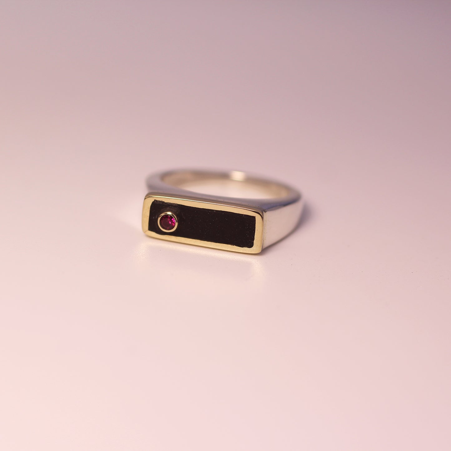 Black Jade w/ Ruby Horizon Ring Size 5