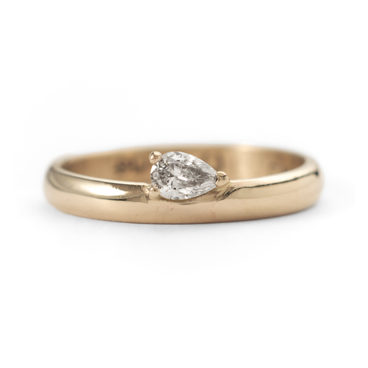 Lab Diamond Petite Pear Horizon Ring Size 7