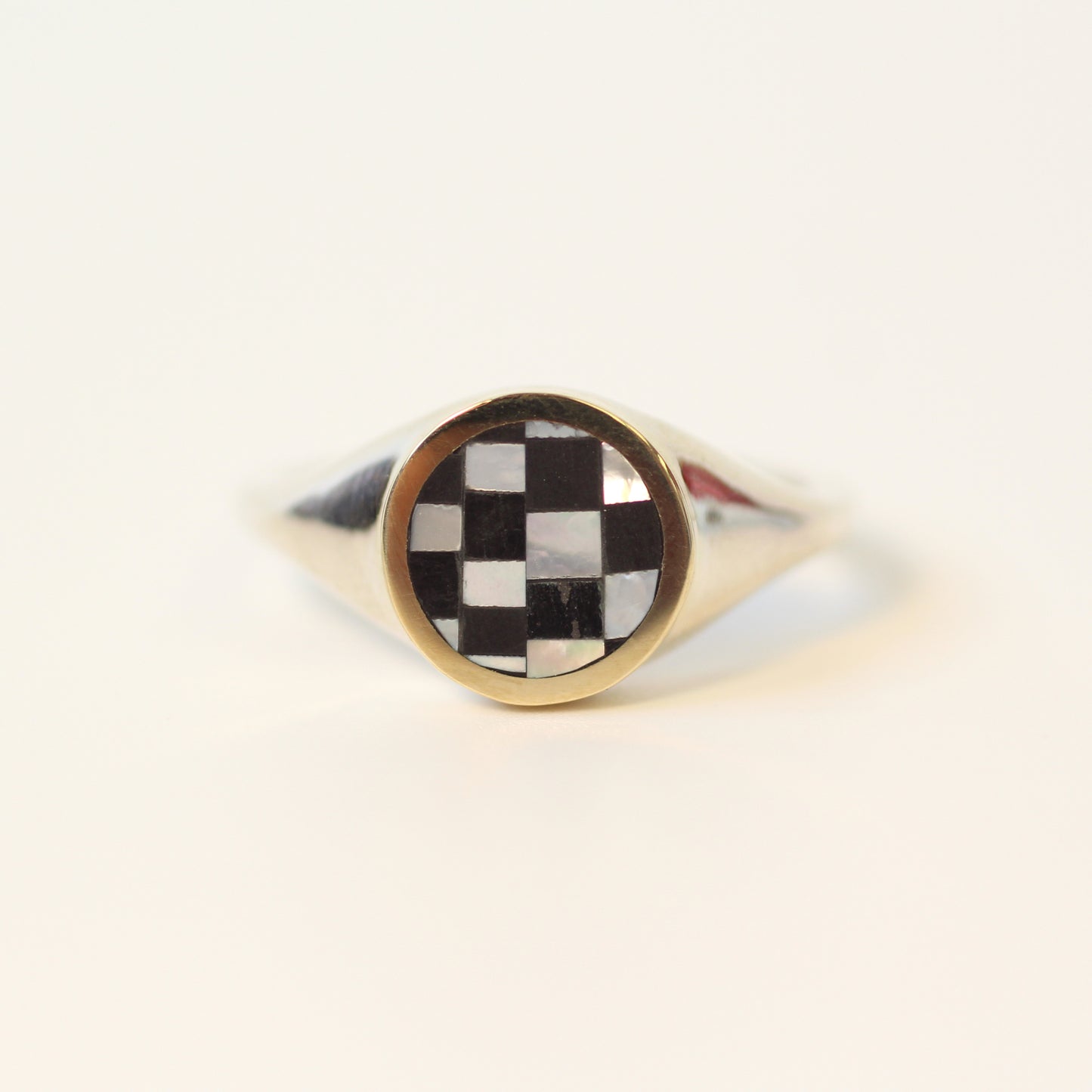 Checker Orb Signet Ring Size 8