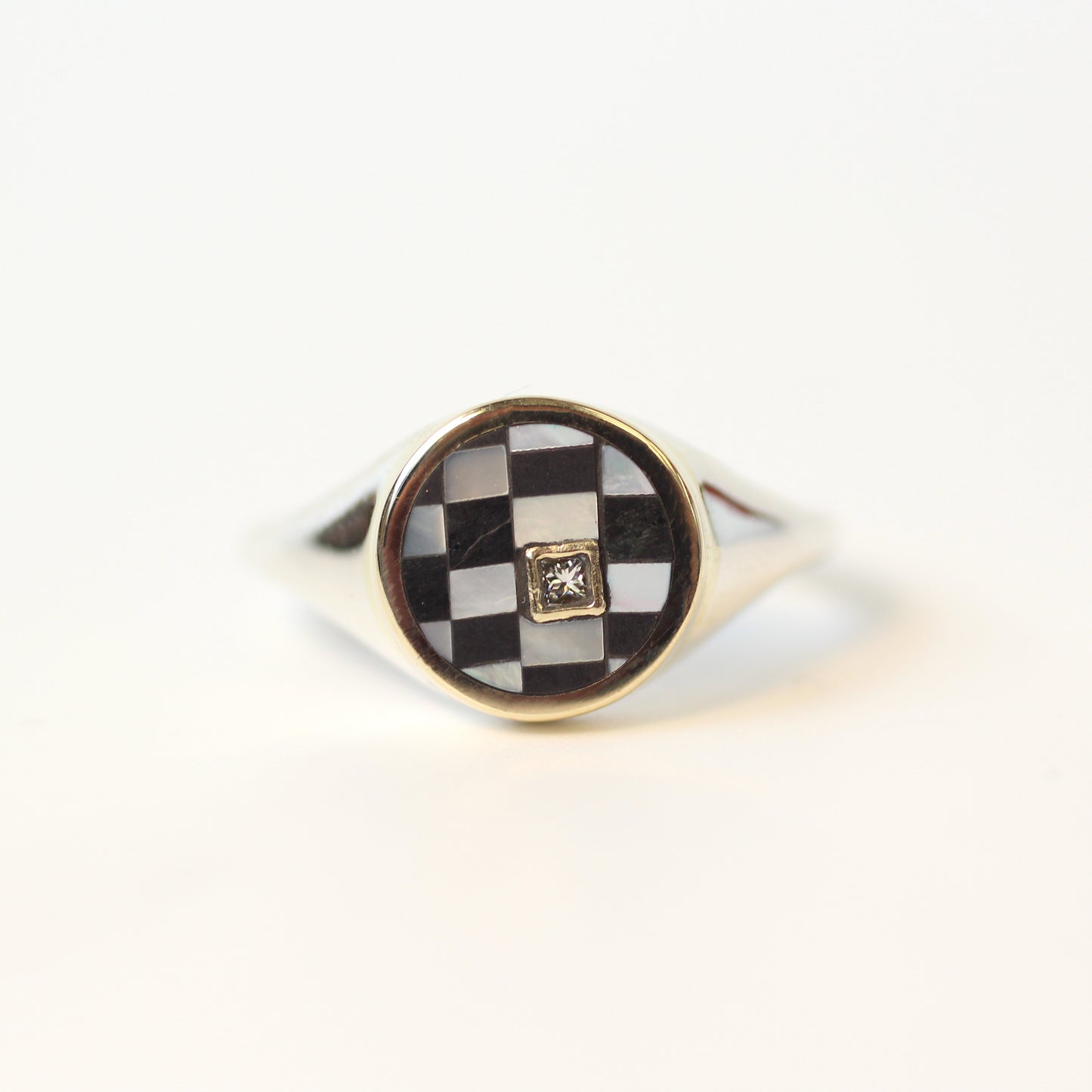 Checker Orb Signet w Diamond Size 6.75