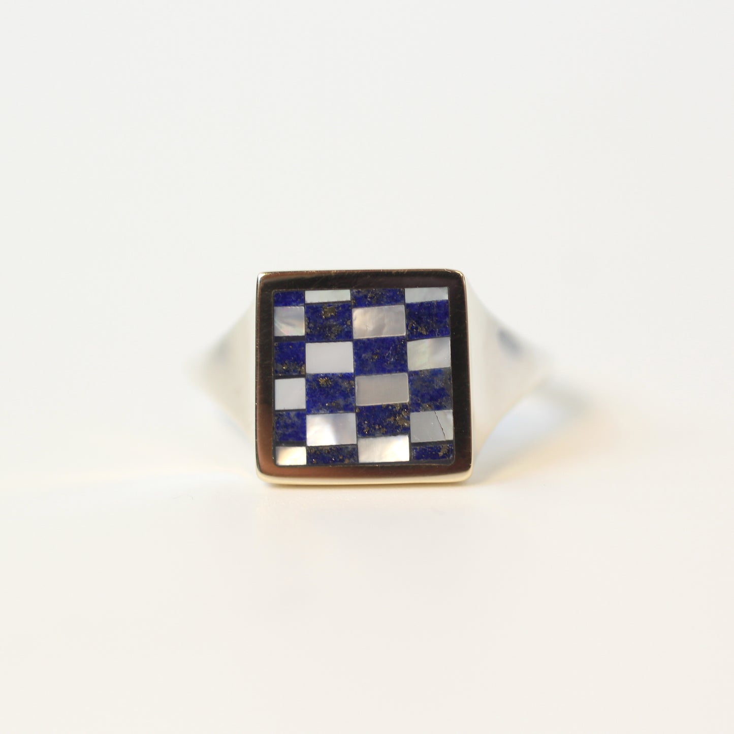 Lapis Block Checker Ring Size 5.75