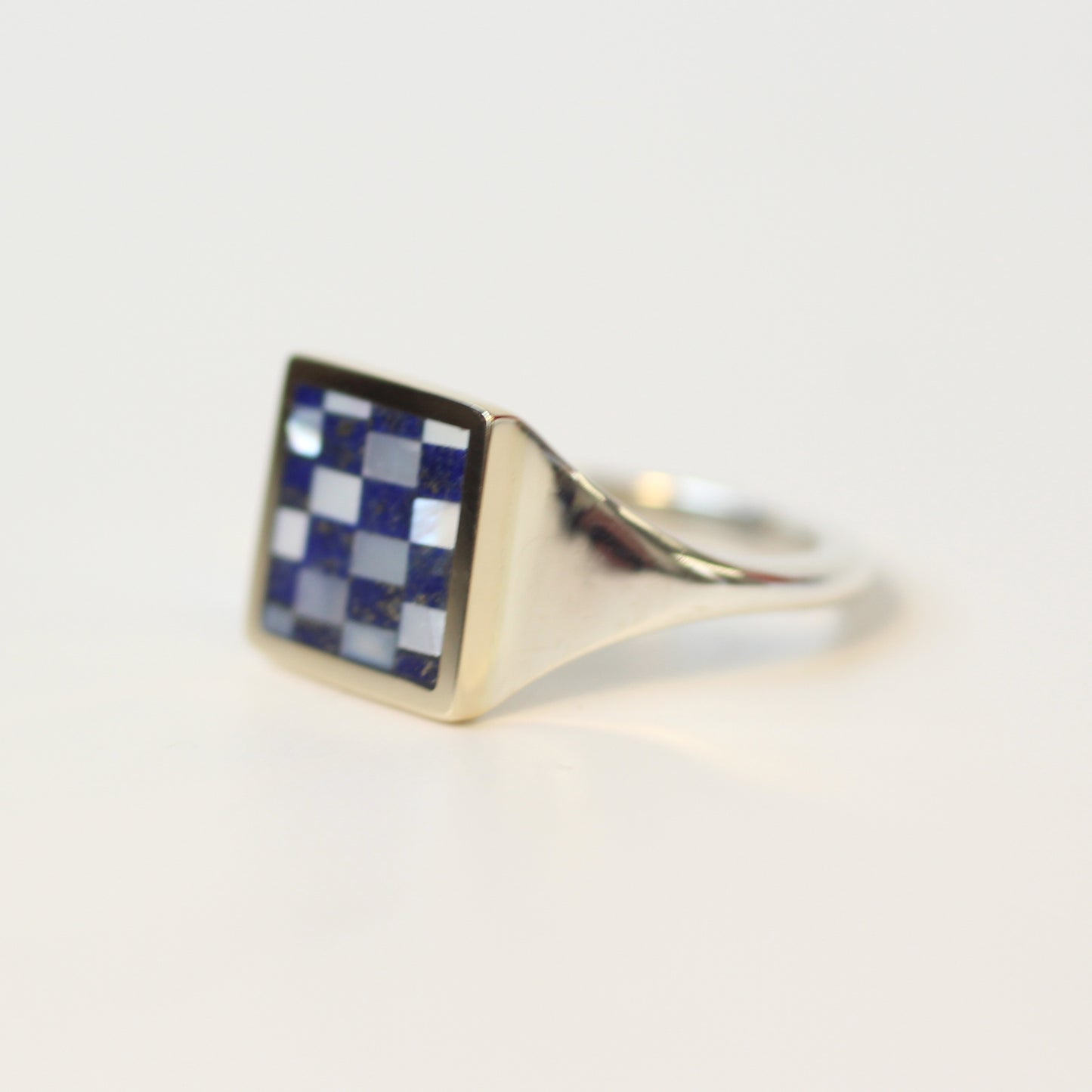 Lapis Block Checker Ring Size 5.75