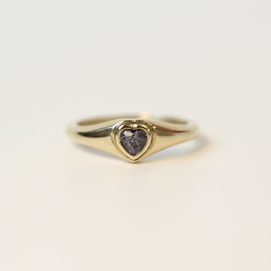 Lilac Sapphire Polly P Heart Ring Size 3.75