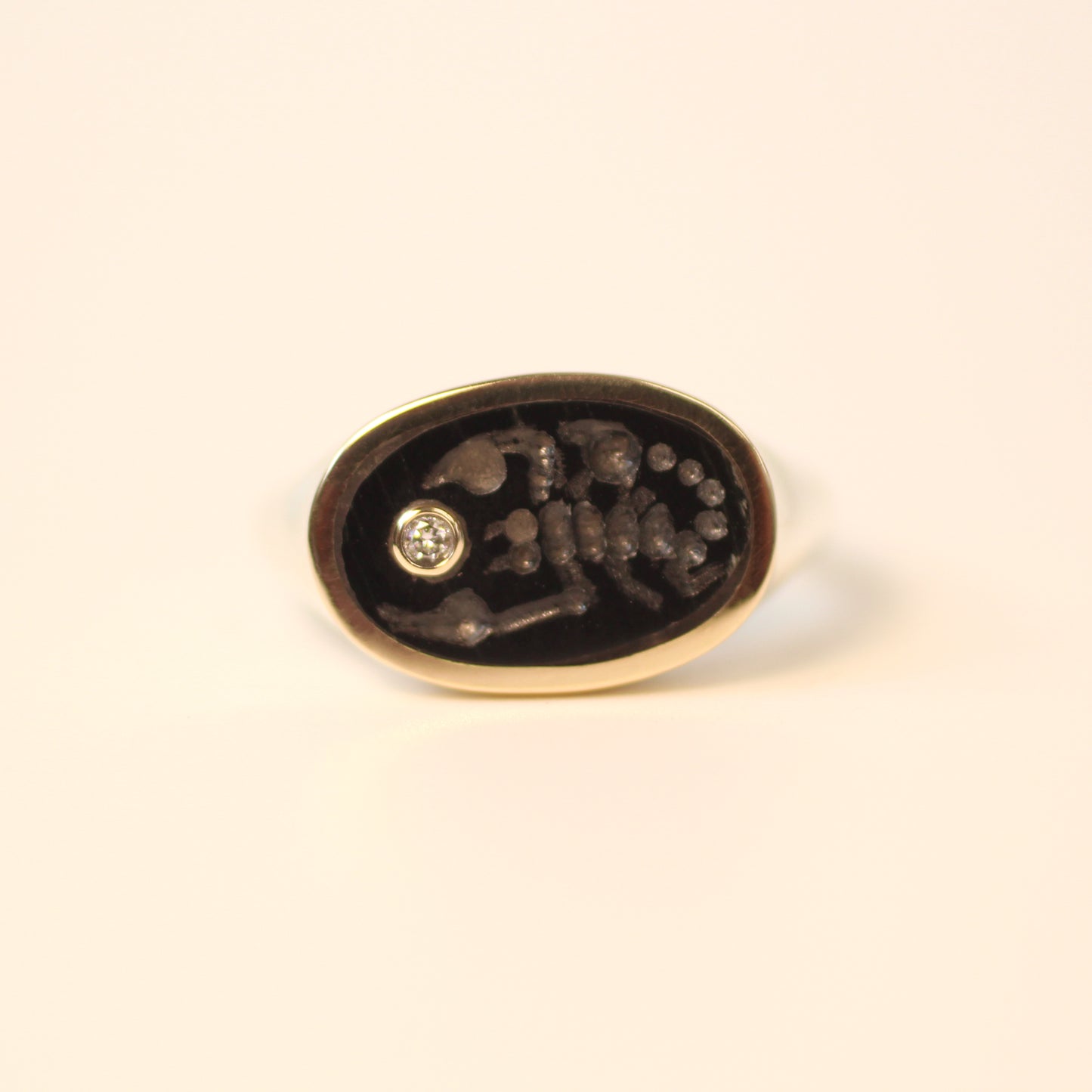 Black Jade Intaglio Scorpio Ring Size 7.25