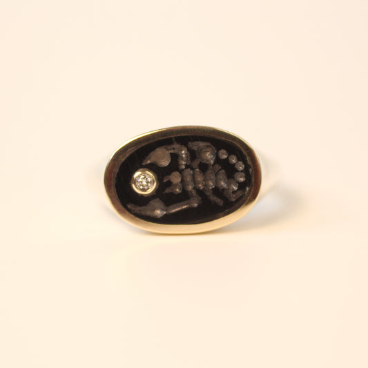 Black Jade Intaglio Scorpio Ring Size 7.25