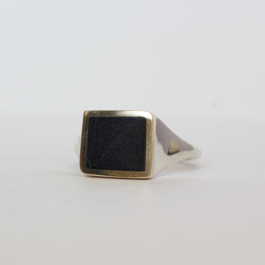 Black Jade Block Ring Size 5.5