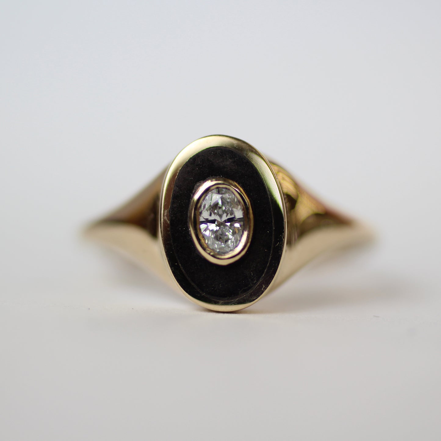 Solid 14k Mirror Diamond Droplet Ring Size 8.75