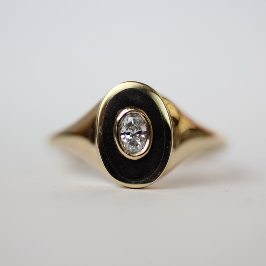 Solid 14k Mirror Diamond Droplet Ring Size 8.75