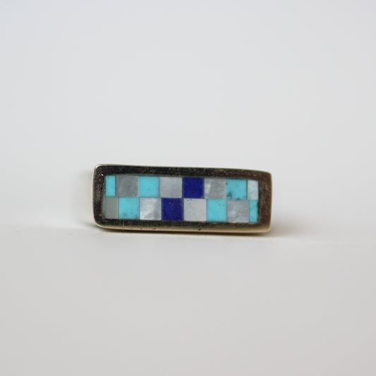 Blue on Blue Checker Horizon Ring Size 6