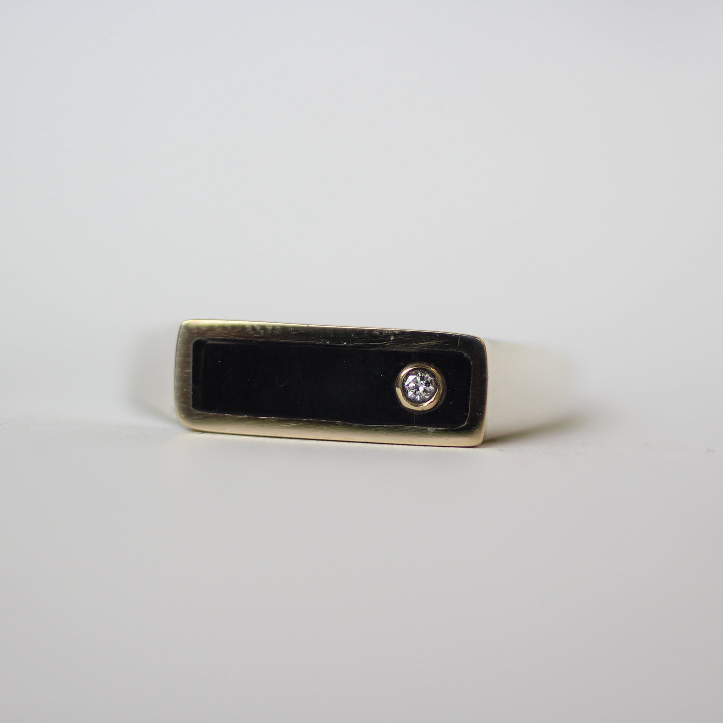 Black Jade w Diamond Horizon Ring Size 12