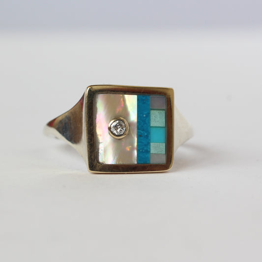Intarsia Block Ring Size 7