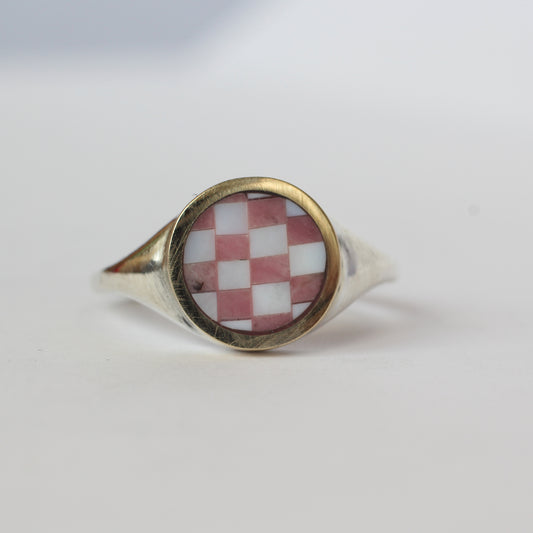 Rhodonite Orb Checker Ring Size 6.75