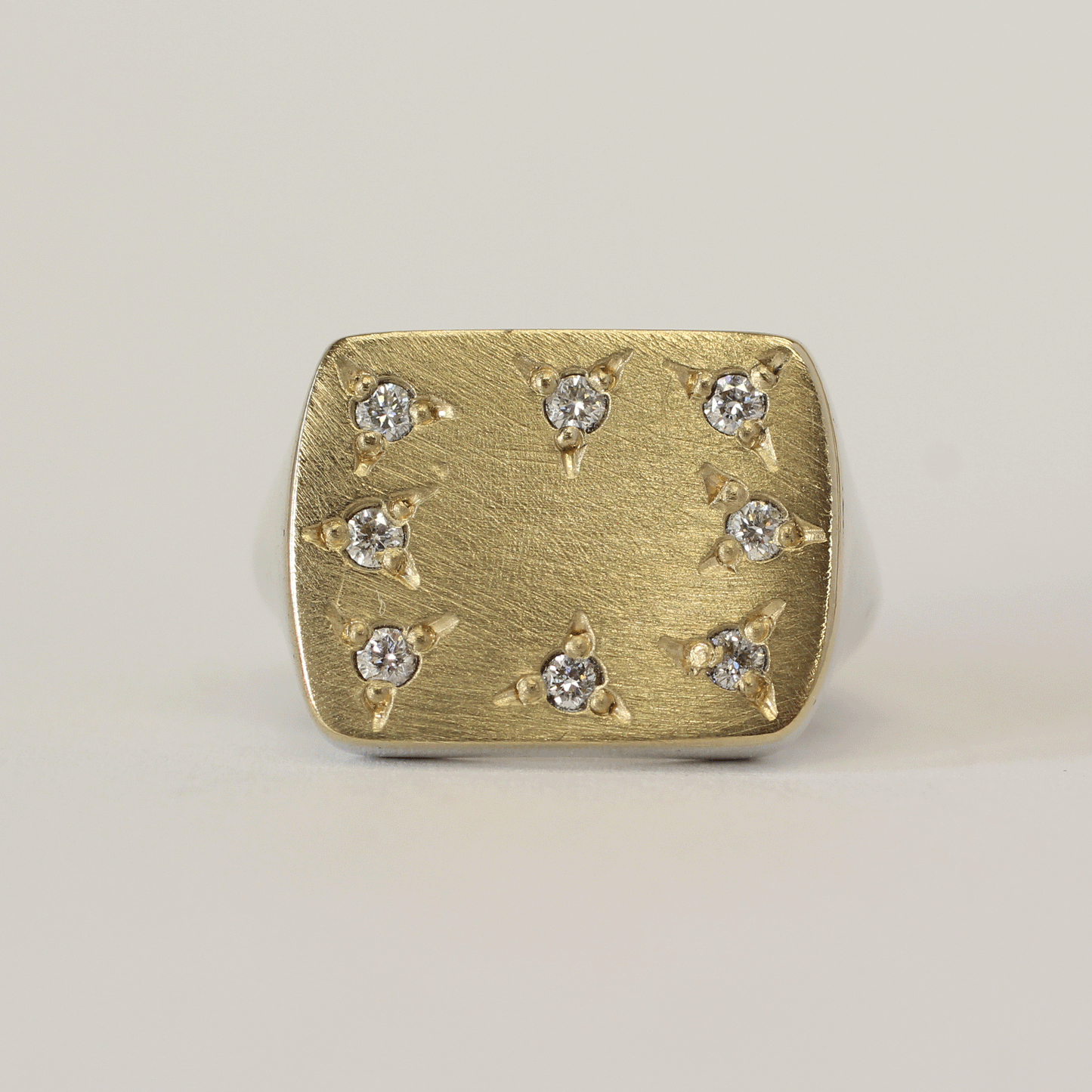Mixed Metal Star Set Signet Ring 7.5